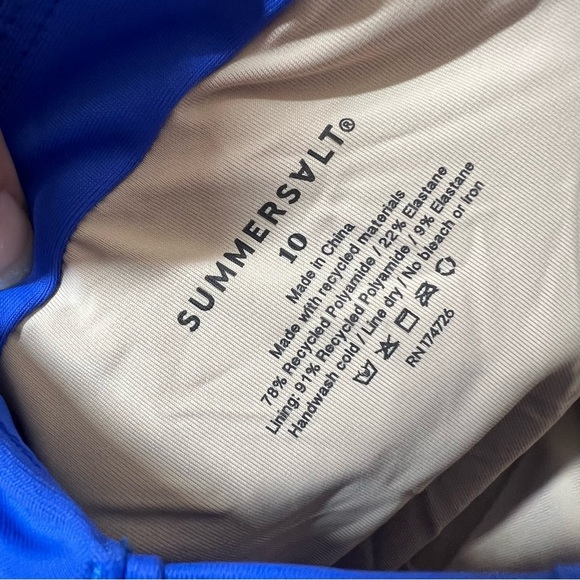 Summersalt Womens The Ruched Backflip One Piece Swimsuit Blue Size 10 Beach Swim - Picture 8 of 9